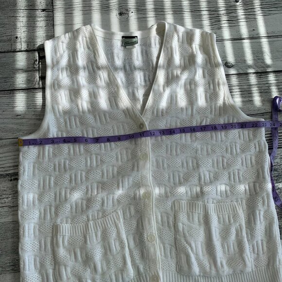 Vintage 90s Penmans Textured Knit Grandma Cardigan Sweater Vest - Picture 11 of 12